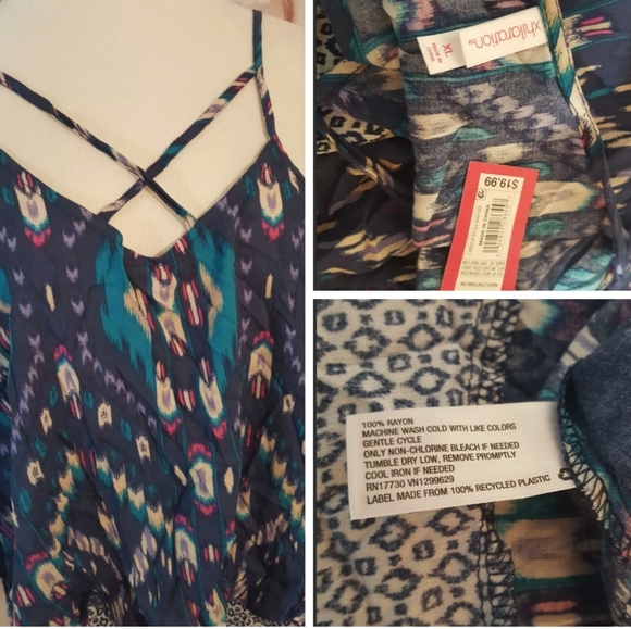 Xhilaration Blue Tribal Aztec Strappy Top - Picture 4 of 4